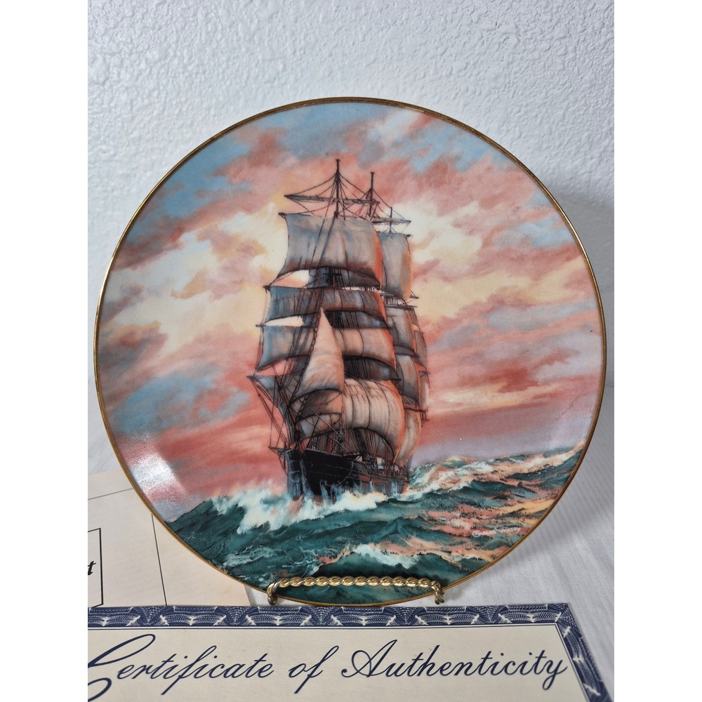 WS George The Blue Jacket at Sunset Collector Plate Charles Vickery Clipper Ship